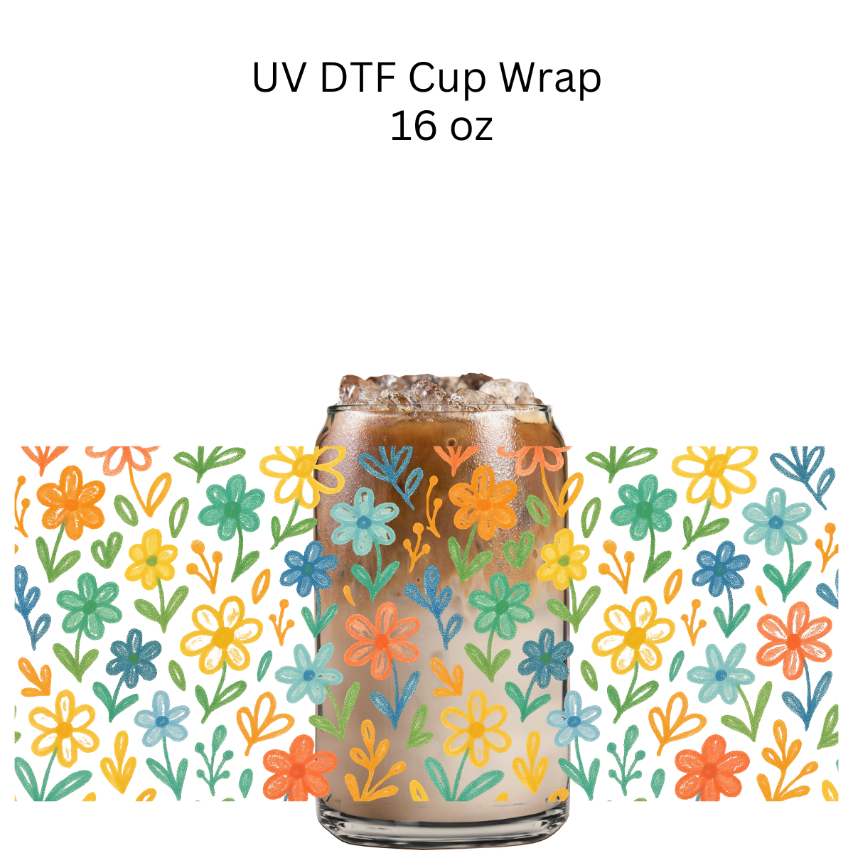 Crayon Flowers UV DTF Cup Wrap