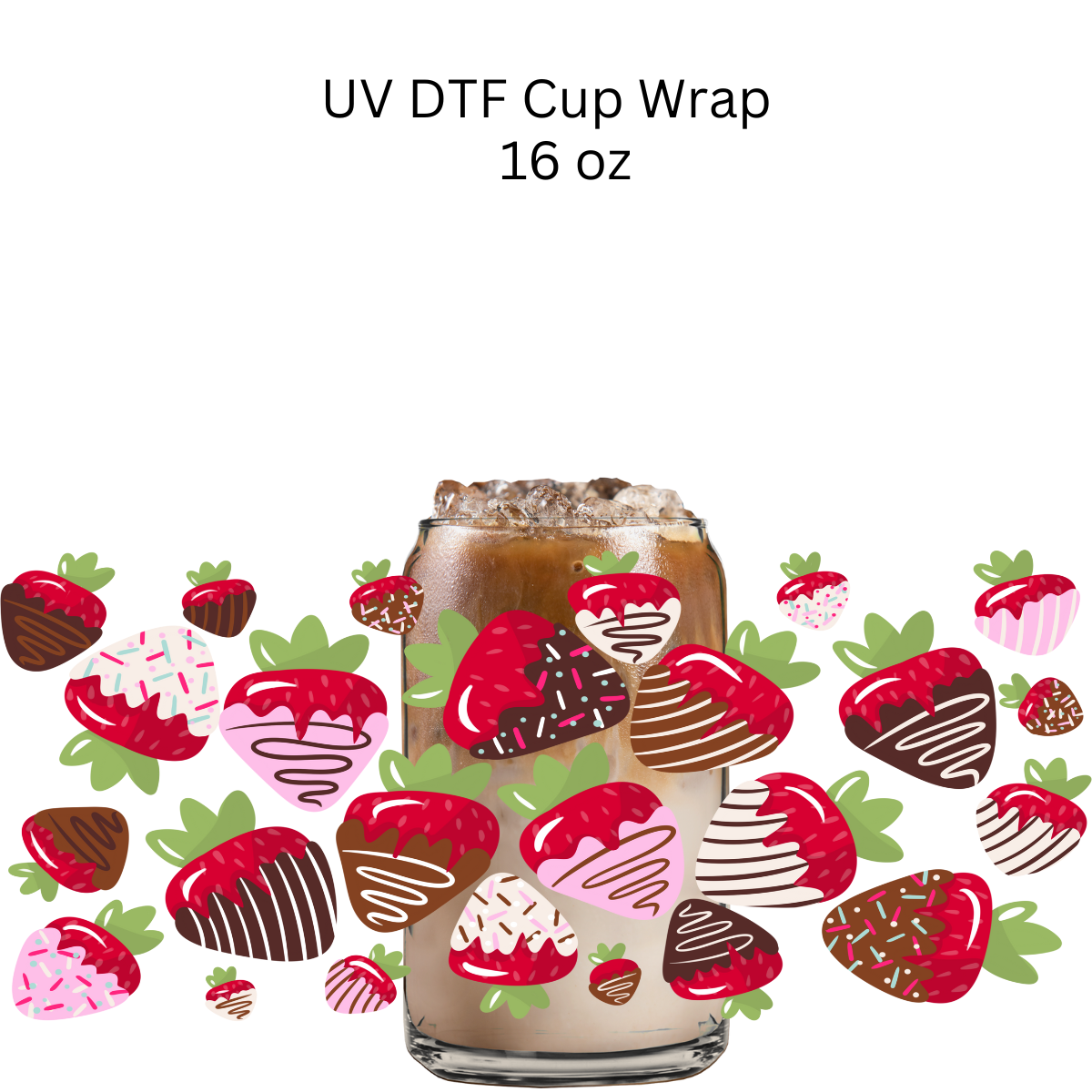 Chocolate Covered Strawberries UV DTF Cup Wrap