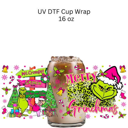 Merry Green Monster-mas UV DTF Cup Wrap