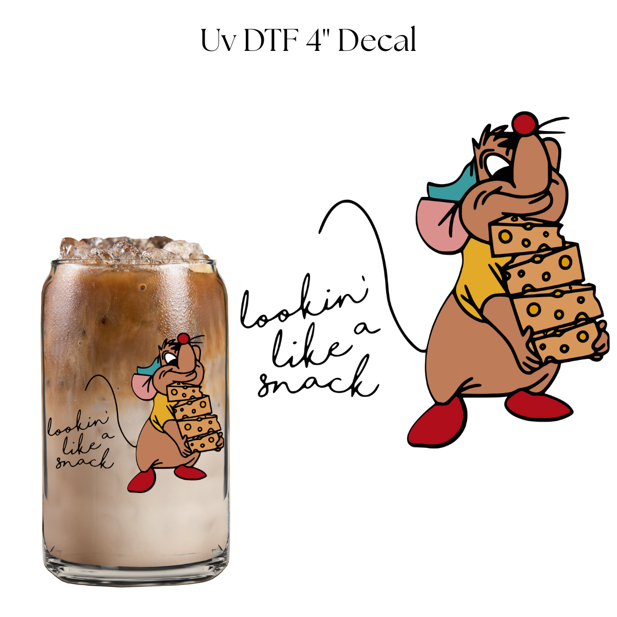 Lookin Like a Snack Cheese 4” UV DTF Decal