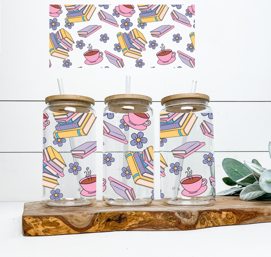 Book Stacks and Coffee UV Wrap / Lid DOUBLE SIDED