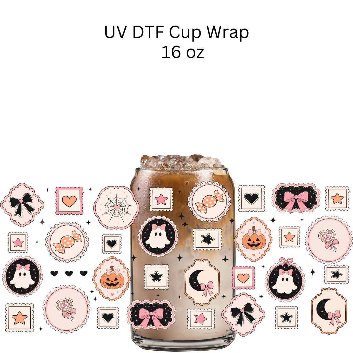 Pumpkin and Ghost Frames UV DTF Cup Wrap