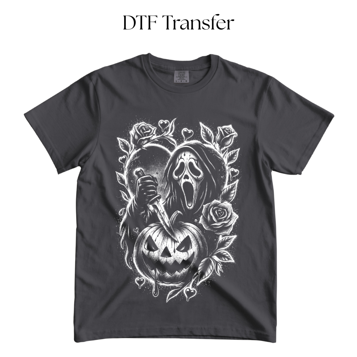 Scream Pumpkin Single Color DTF Transfer (Press on Black)
