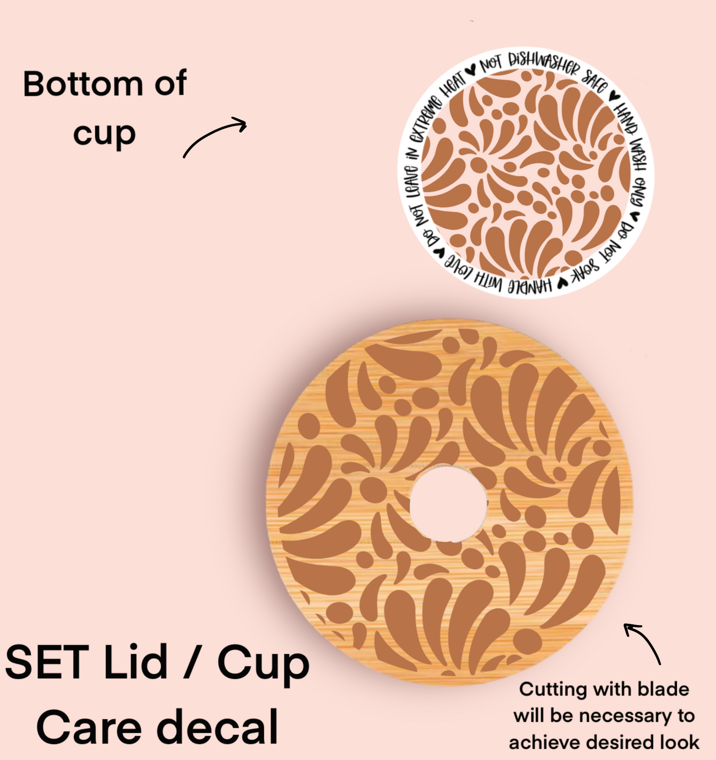 Brown Heart Talavera UV Wrap / Lid DOUBLE SIDED