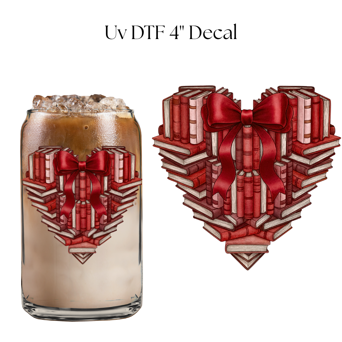 Red Books Heart 4” UV DTF Decal