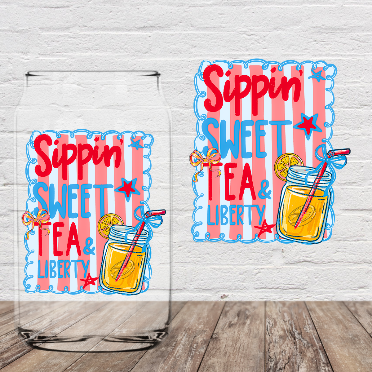 Sipping Sweet Tea and Liberty 4" UV DTF (Print to Order)