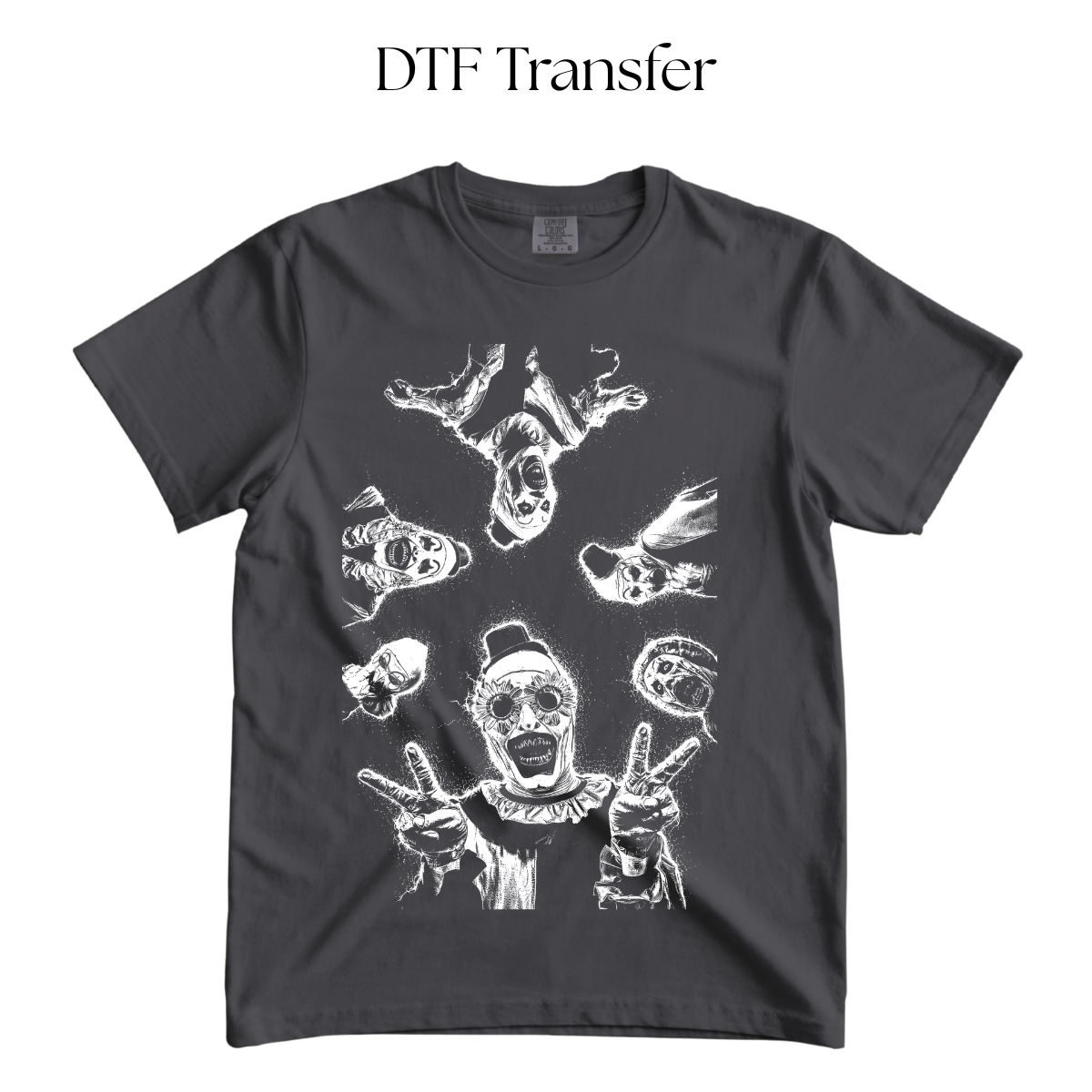 Art Looking Down Single Color DTF Transfer (Press on Black)