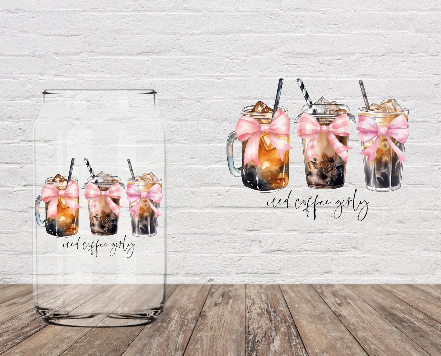Iced Coffee Girly 3x 4" UV DTF