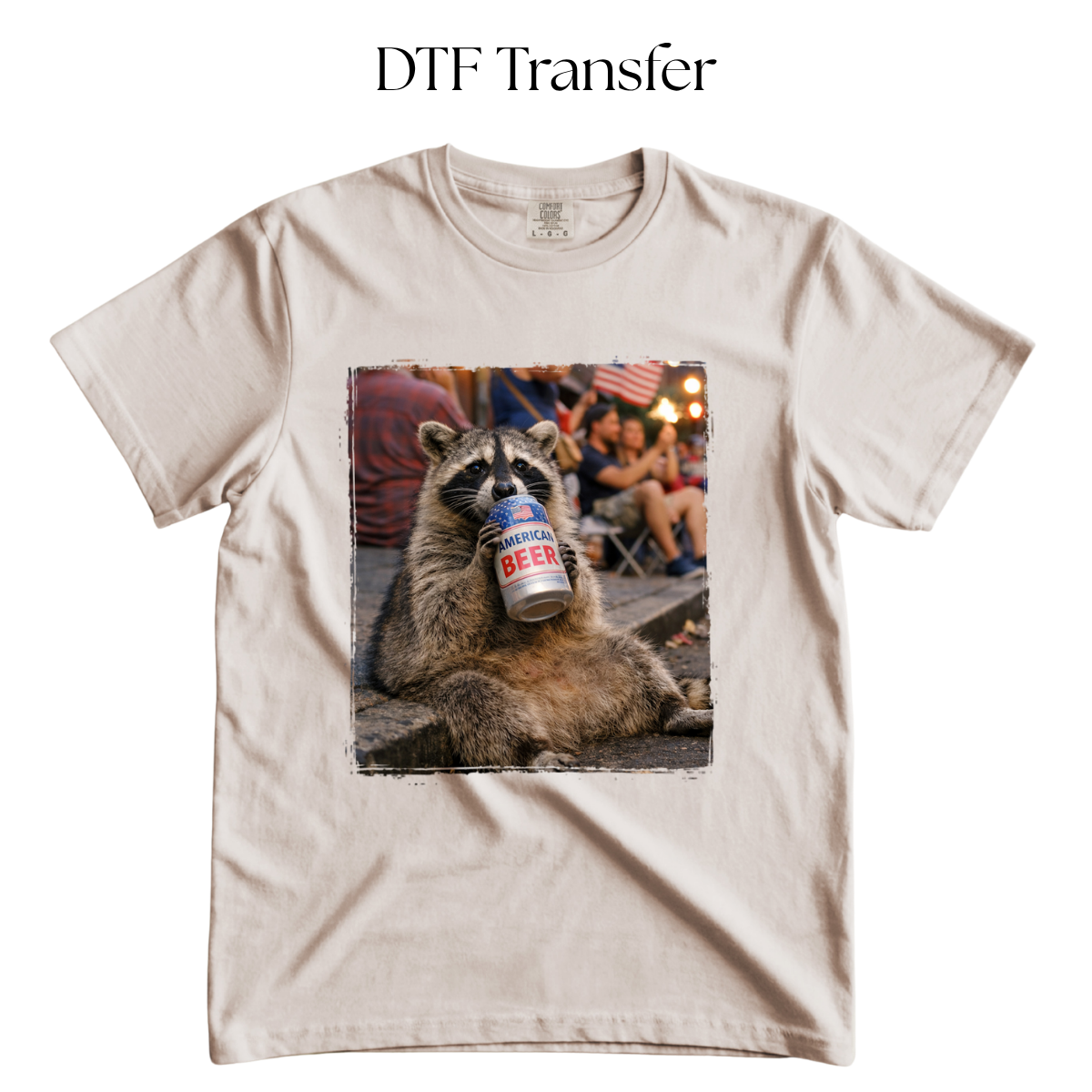 Raccoon American Drink DTF Transfers