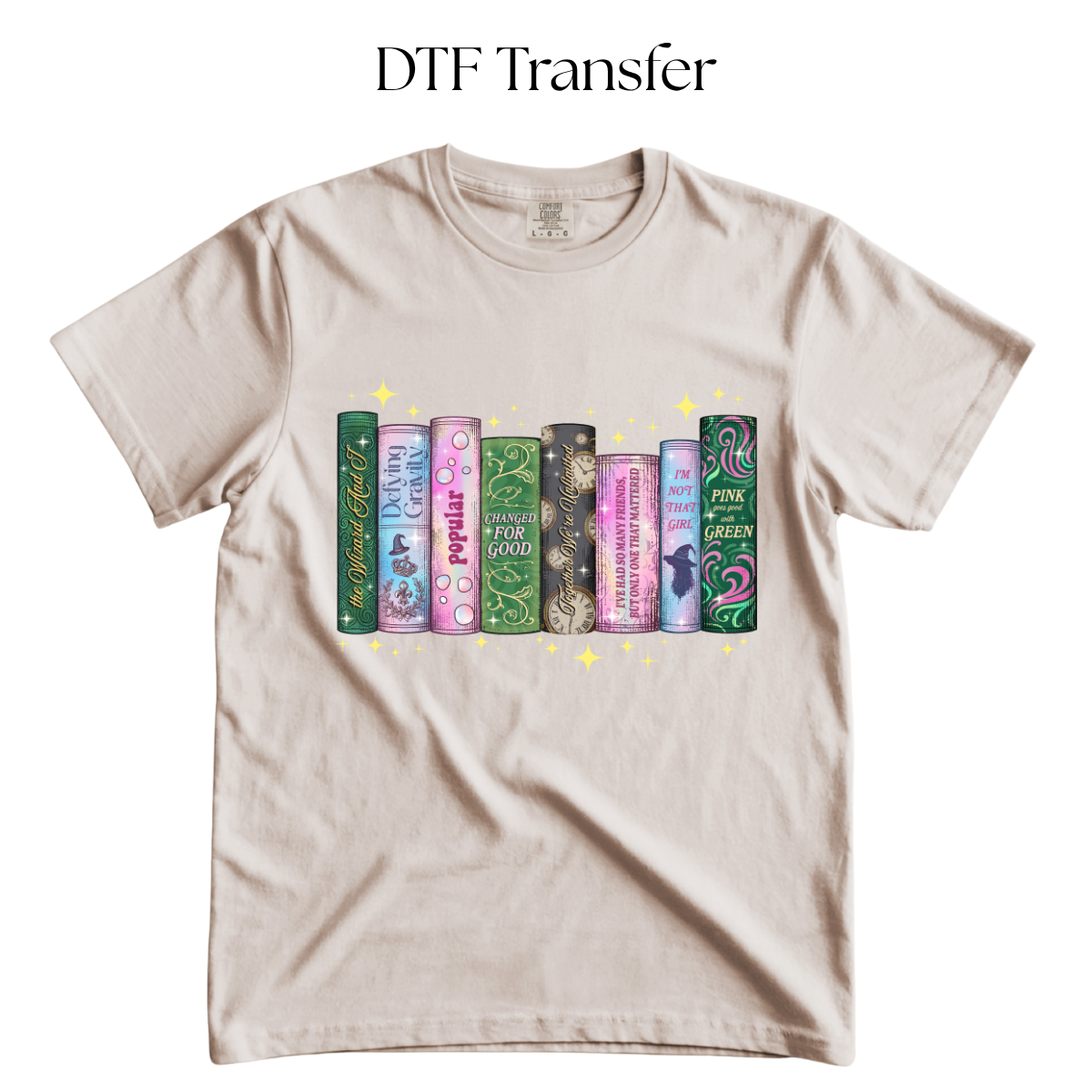 Pink and Green Wicked Books DTF Transfer