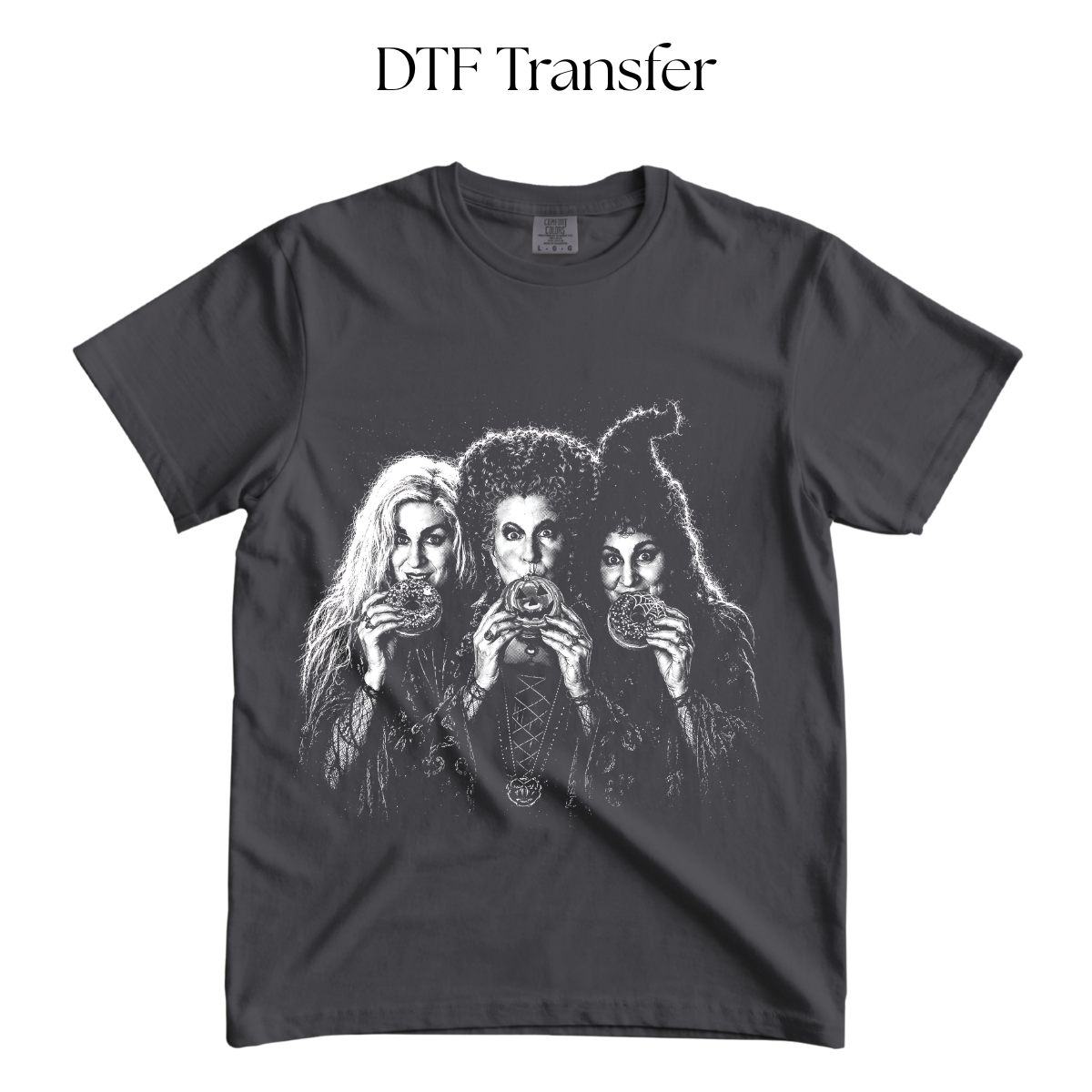 Hocus Girls Donuts Single Color DTF Transfer (Press on Black)