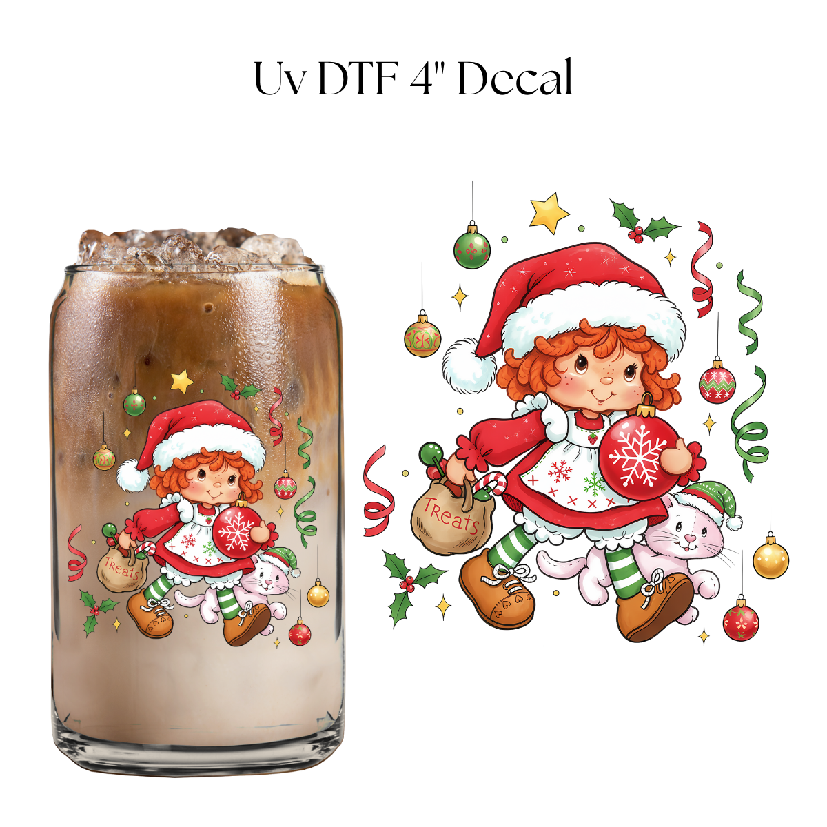 Strawberry Christmas 4” UV DTF Decal