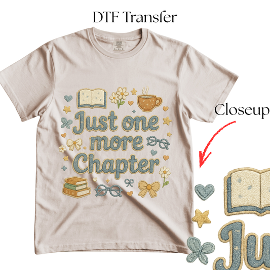 Just One More Chapter Faux Patch DTF Transfer