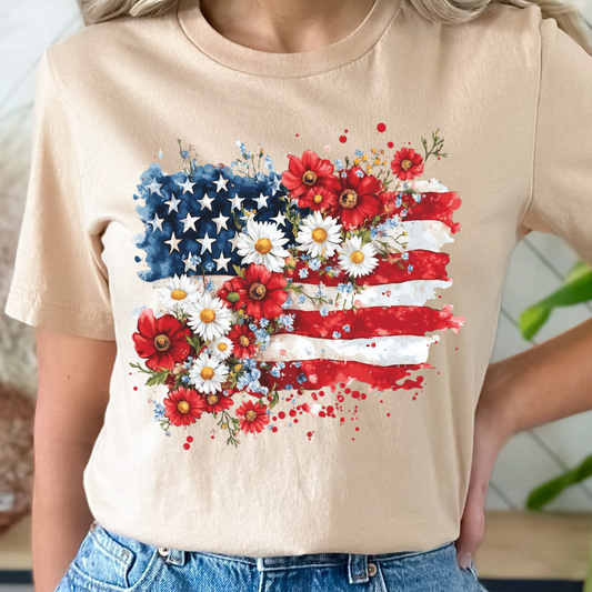 Floral Flag DTF Transfer