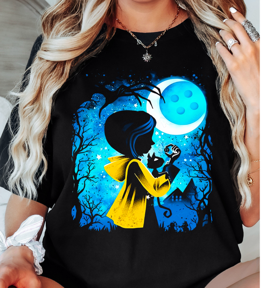 Yellow Jacket Girl DTF Transfer (press on black)