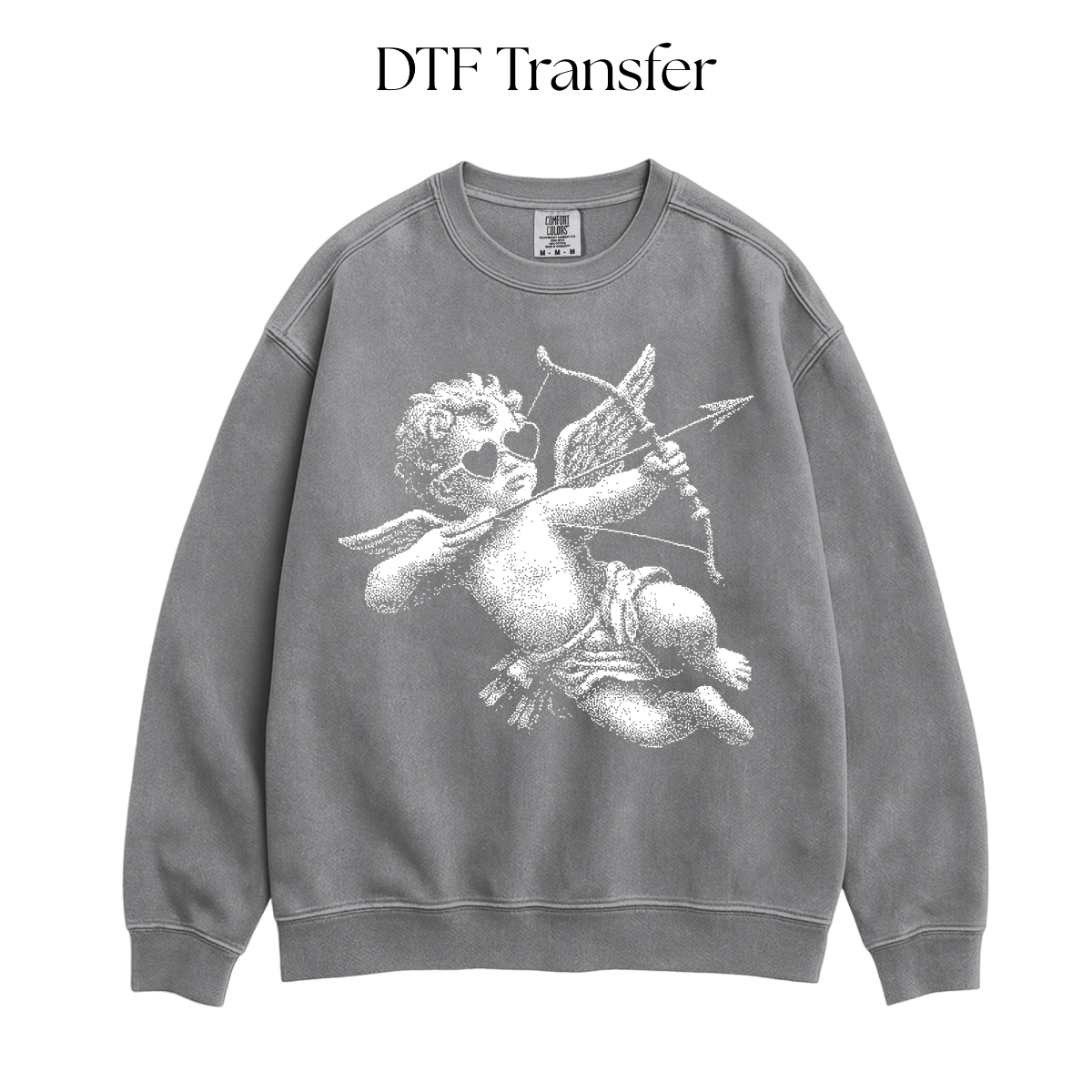 White Heart Glasses Cupid Single Color DTF Transfer