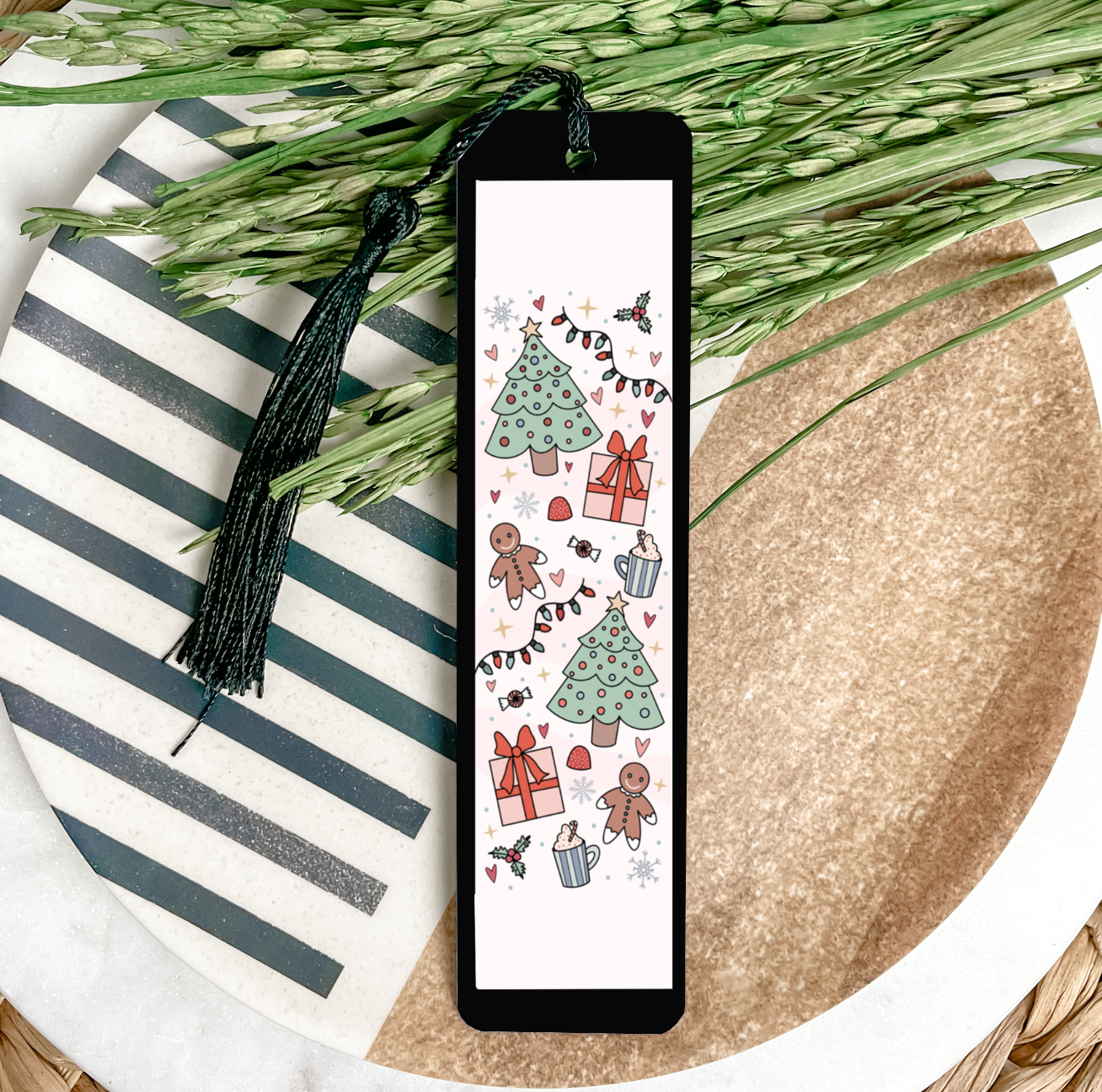 GOOD Pink Solid Christmas UV DTF Bookmark DOUBLE SIDED