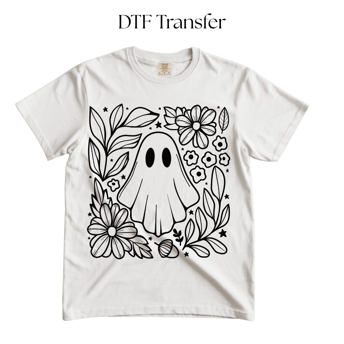Floral Ghost Black Single Color DTF Transfer
