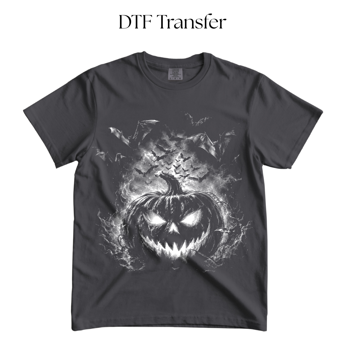 Spooky Pumpkin Bats Single Color DTF Transfer (Press on Black)