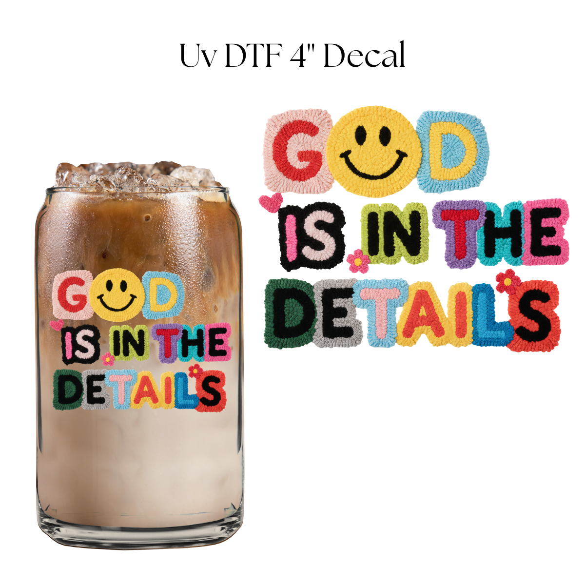 God is in the Details Faux Yarn 4” UV DTF Decal