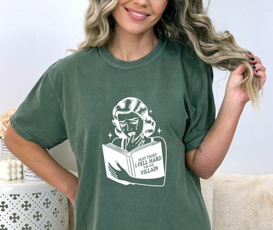 Plot Twist: I Fell Hard For The Villain WHITE Screen Print