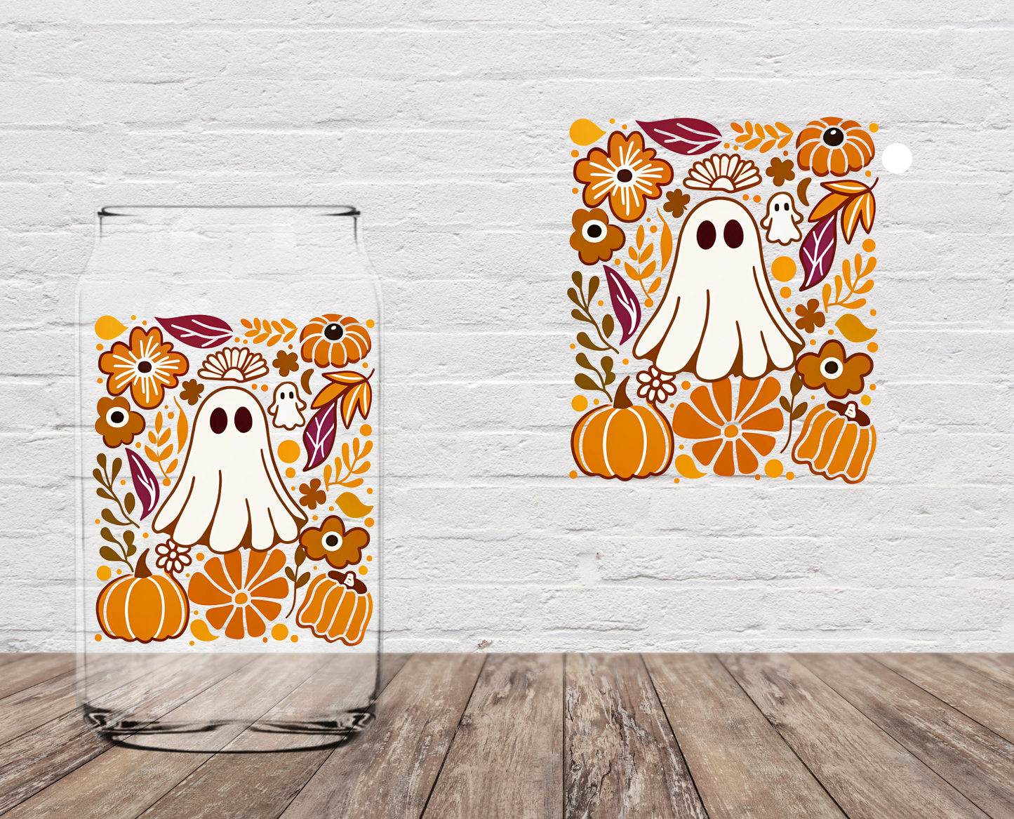 GOOD Ghost Orange Leaves 4" UV DTF