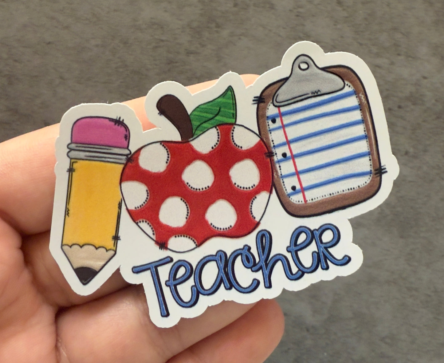 Teacher Things Textured White Vinyl Sticker