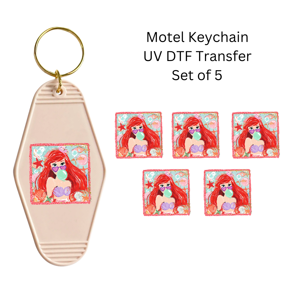 Bubble Gum Mermaid Set of 5 Keychain Transfers