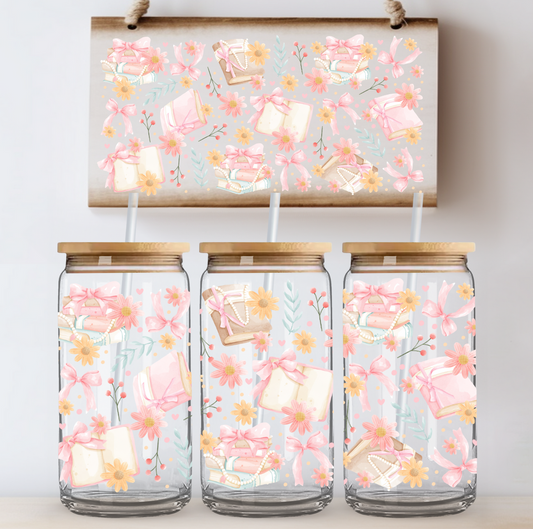 Books and Pearls UV DTF Cup Wrap