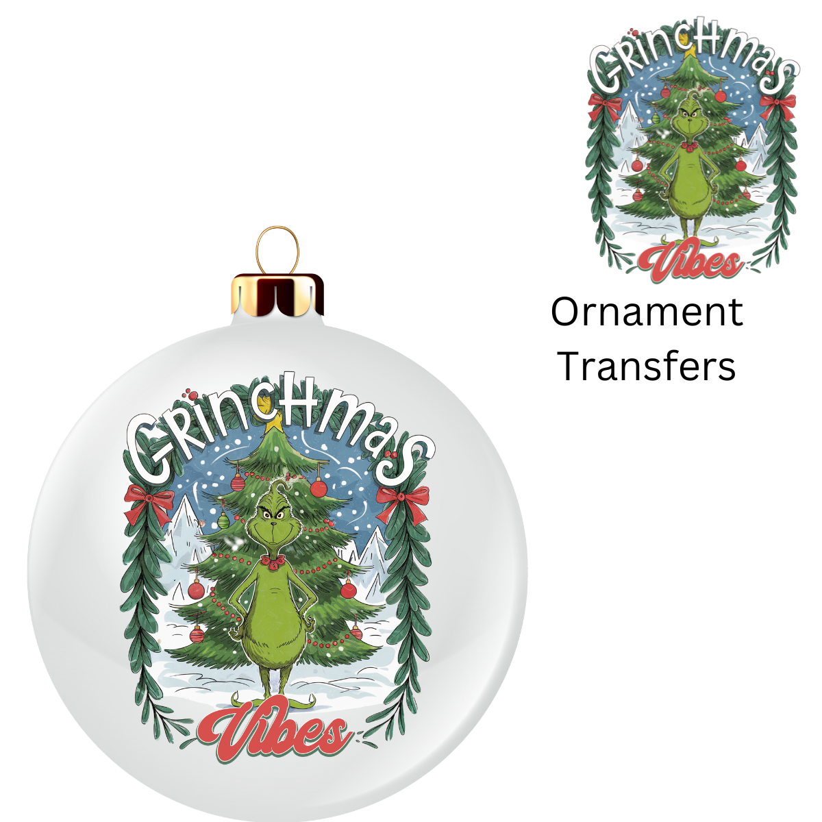 Green Monster Vibes Ornament Transfer UV DTF