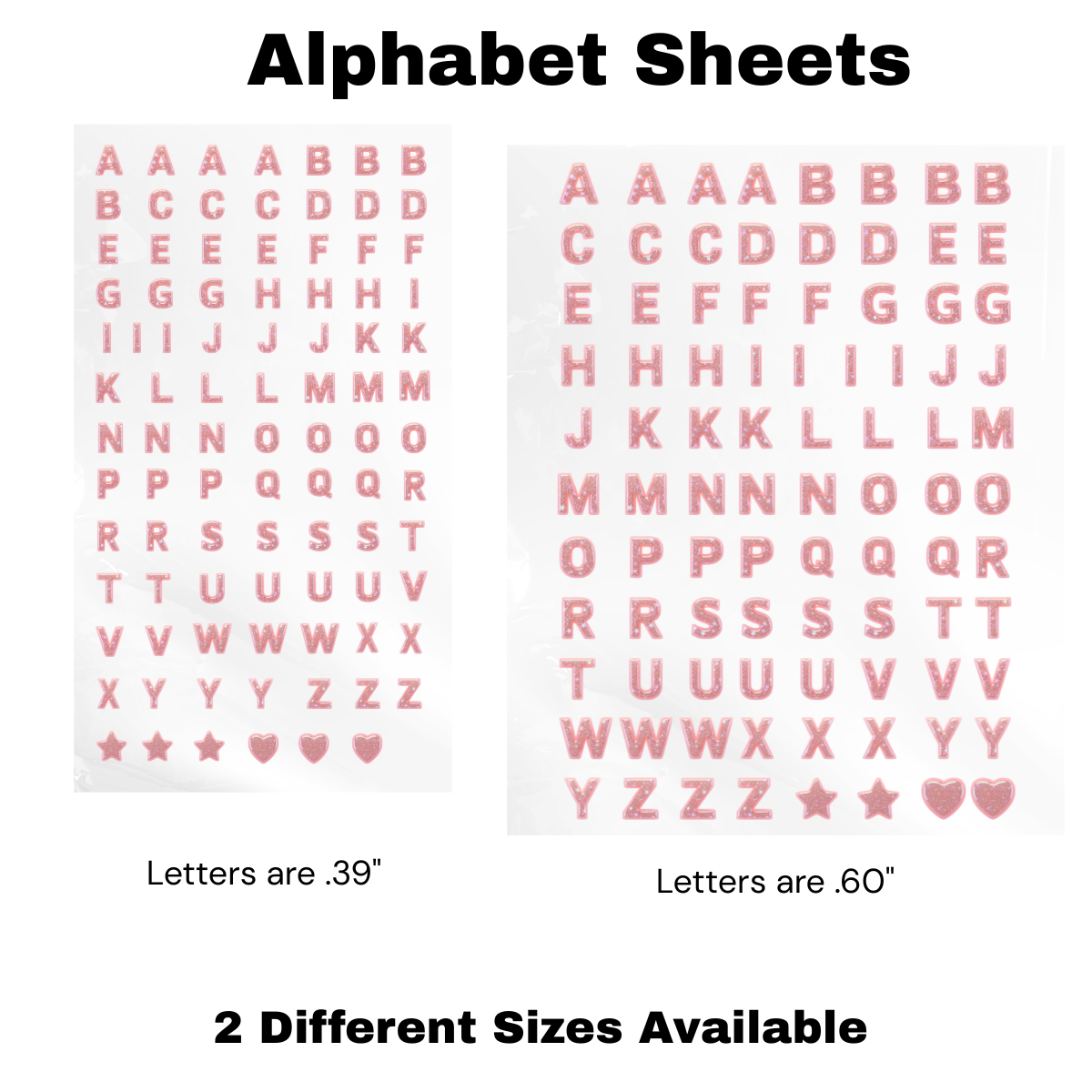 Pink Glitter Alphabet UV WRAP (TWO different Sizes)