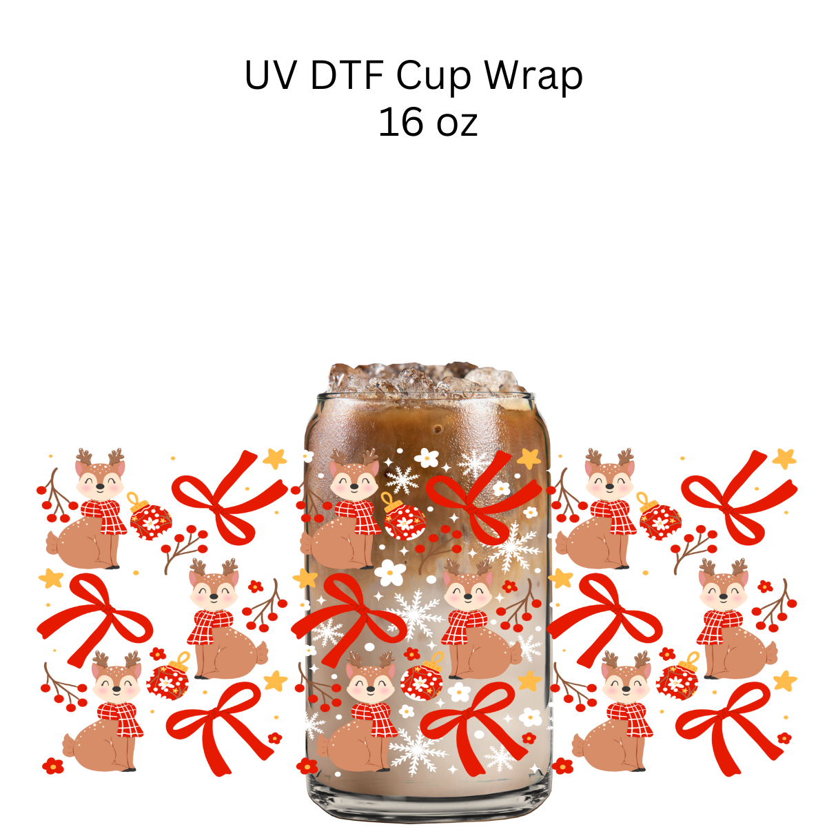 Christmas Deer UV DTF Cup Wrap