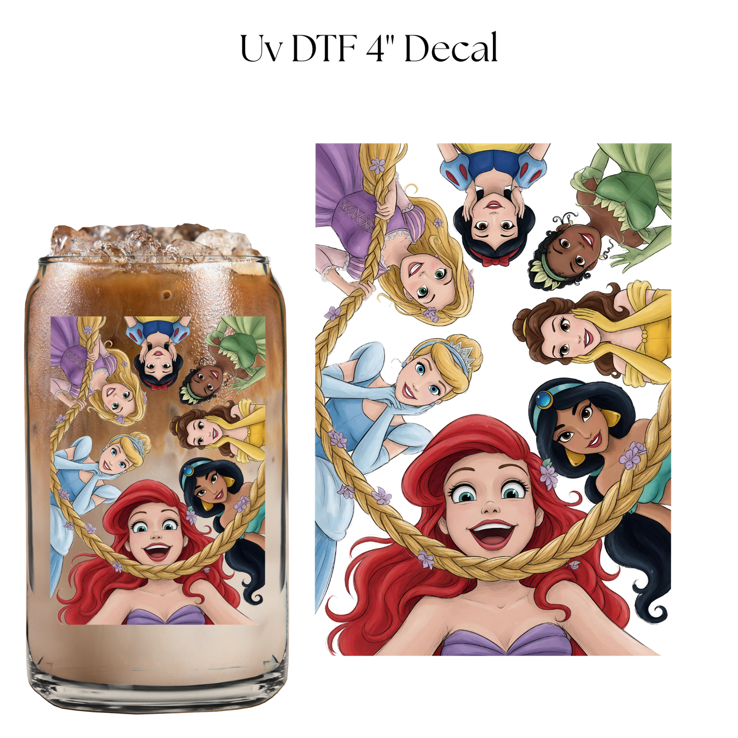 Princess Looking Down 4” UV DTF Cup Decal