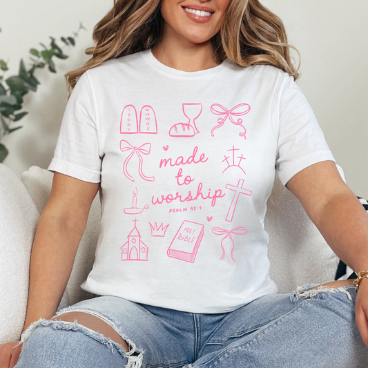 Made to Worship PINK SINGLE Color DTF Transfer