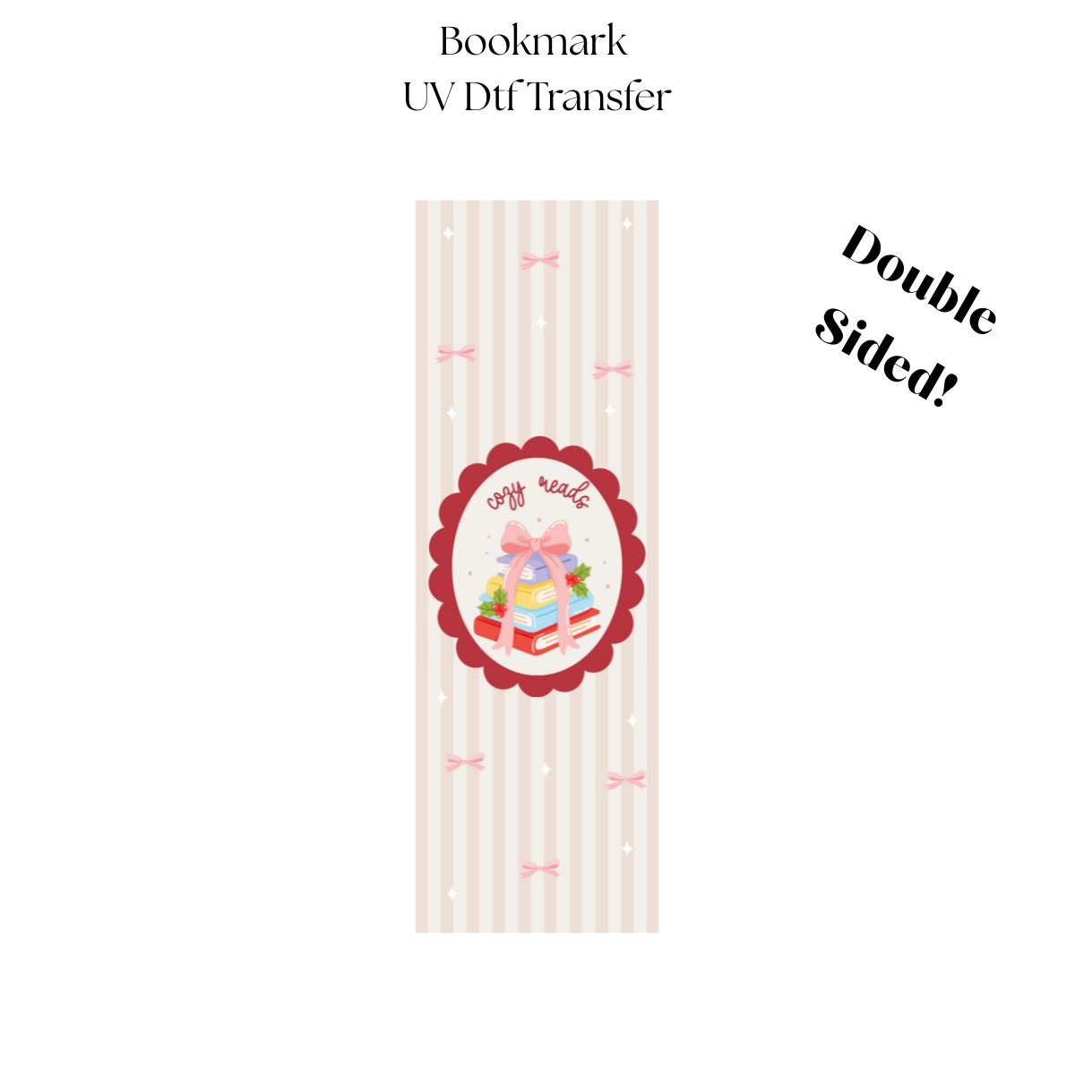 2" Christmas Cozy Reads UV DTF Bookmark Transfer