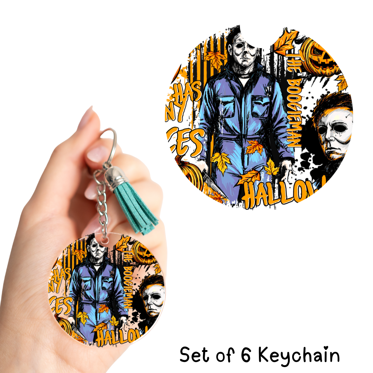 Halloween Round Keychain Transfer Set of 6