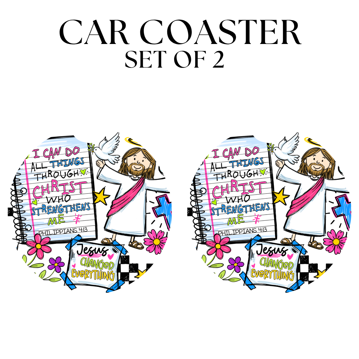 I Can do All Things UV DTF Car Coaster