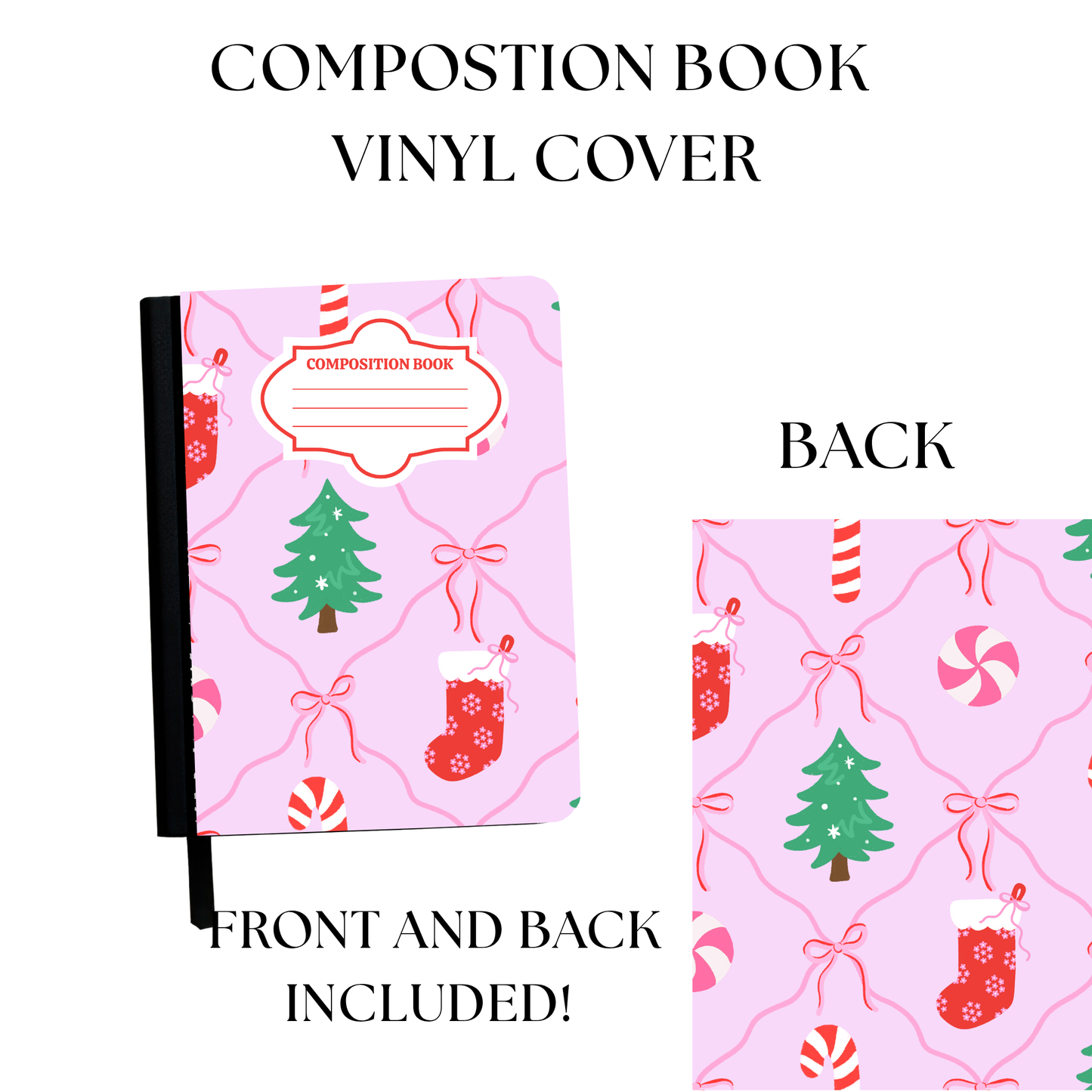 Christmas Lace Composition Notebook Vinyl Cover