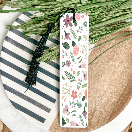 Purple Flowers and Leaves UV DTF Bookmark DOUBLE SIDED