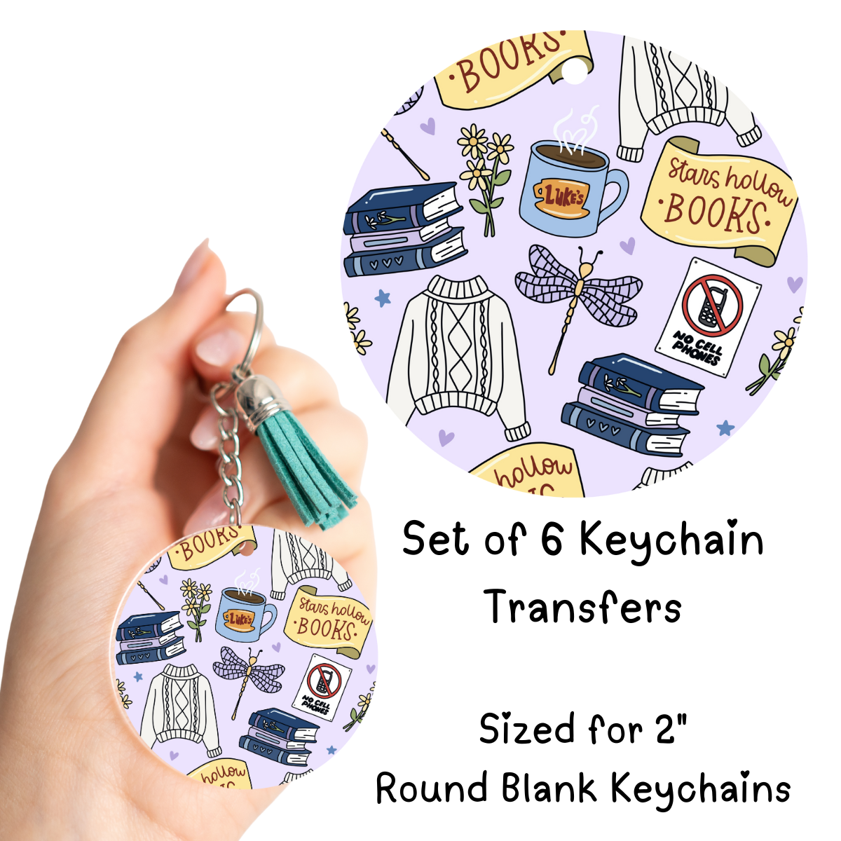 Purple Girls Round Keychain Transfers