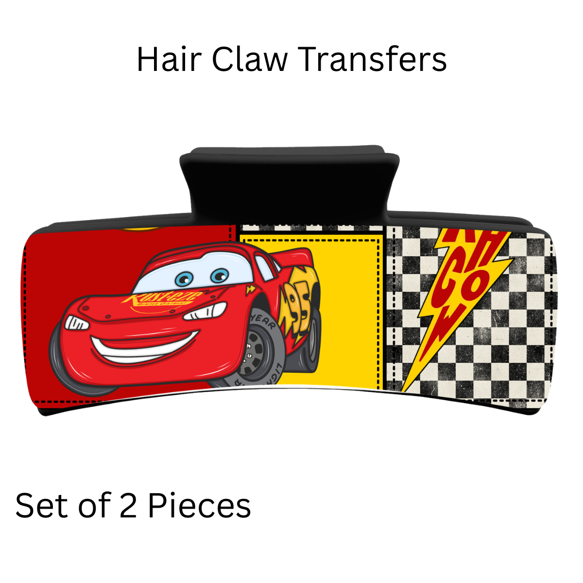 Red Car UV DTF Transfer for 4” Claw Clip (Set of 2)