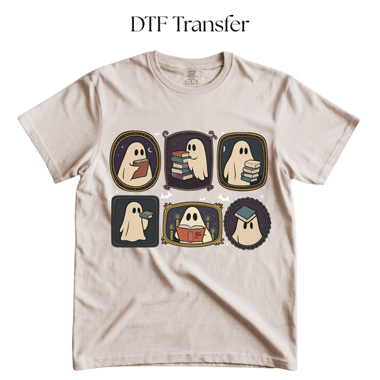 Ghost and Books Frames DTF Transfer