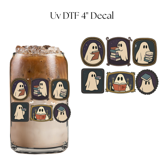 Ghost and Books Frames 4” UV DTF Decal