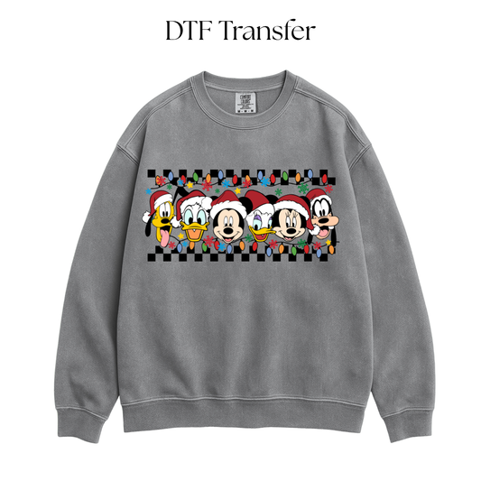 Mouse and Friends Christmas Faces DTF Transfer