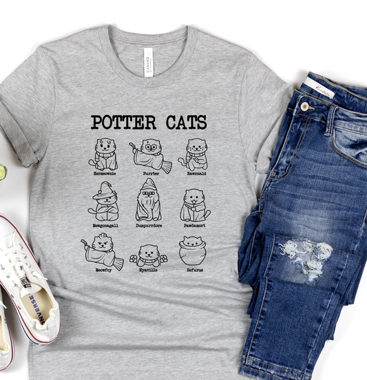 Potter Cats (BLACK & WHITE) SINGLE COLOR DTF TRANSFER