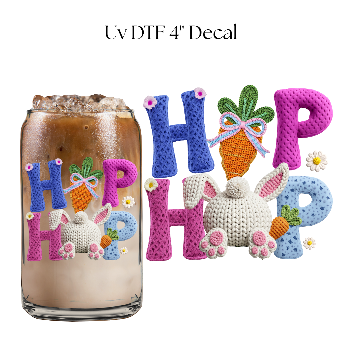 HIp Hop Faux Knit 4” UV DTF Decal