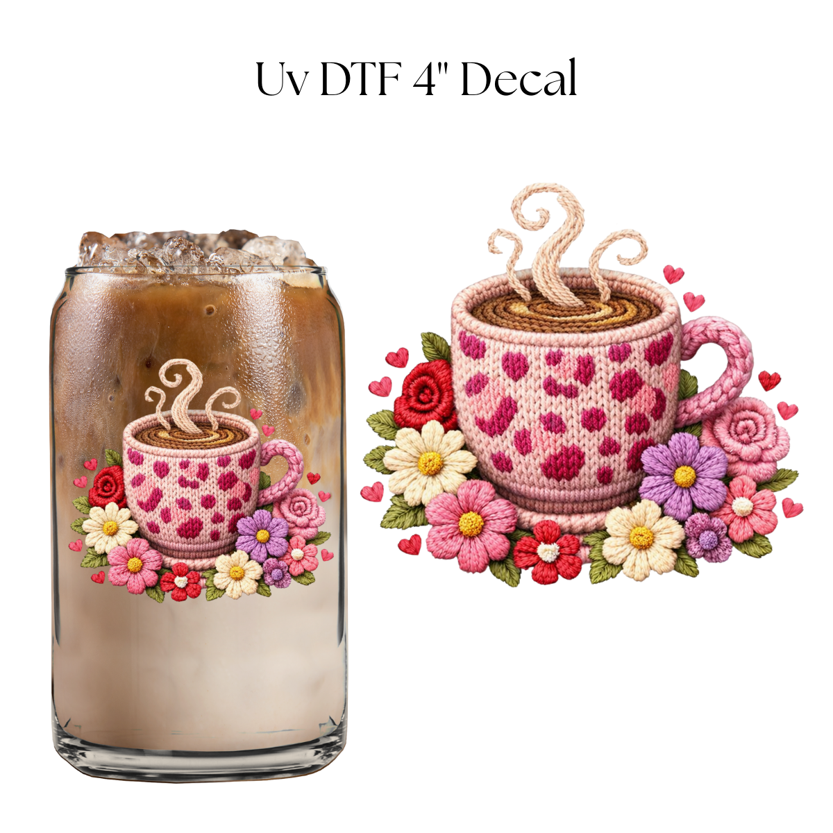 Pink Coffee Mug 4” UV DTF Decal