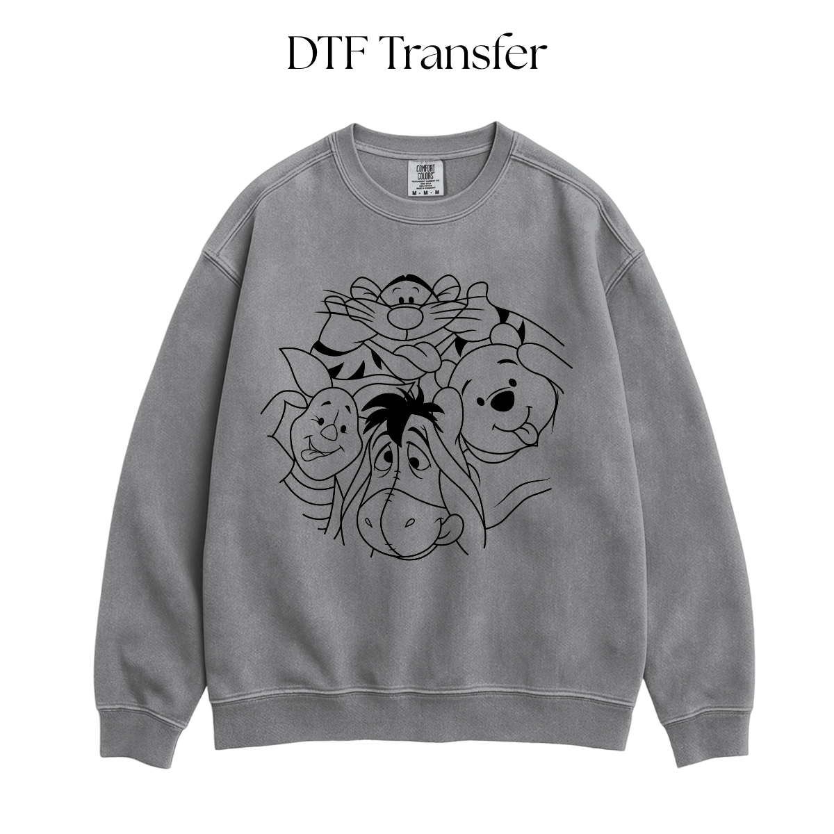 Bear Friends Silly Faces Single Color DTF Transfer