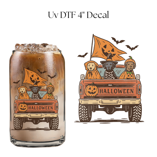 Halloween Dogs In Truck 4” UV DTF Decal
