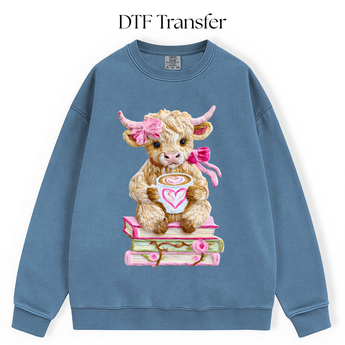 Pink Books and Cow DTF Transfer